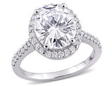 5 3/8 Carat (ctw) Synthetic Moissanite Halo Engagement Ring 10K White Gold